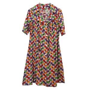 60's Style Inspired Homemade Dress Double Breasted Short Sleeve Collared Small